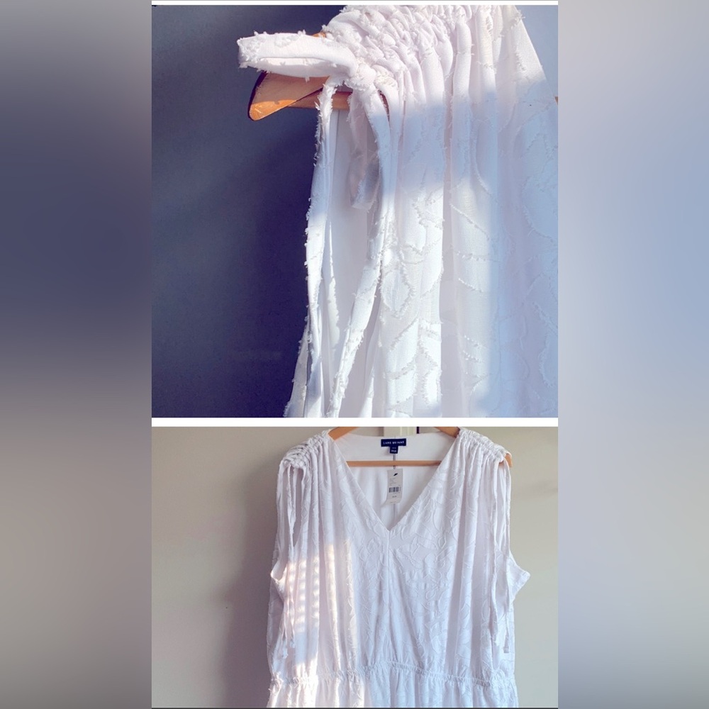 Lane Bryant Textured double layered Peplum blouse ties on shoulders .. Sz 18/20 - Picture 8 of 10